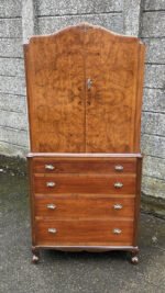 Walnut Art Deco Tallboy Cabinet - Image 2