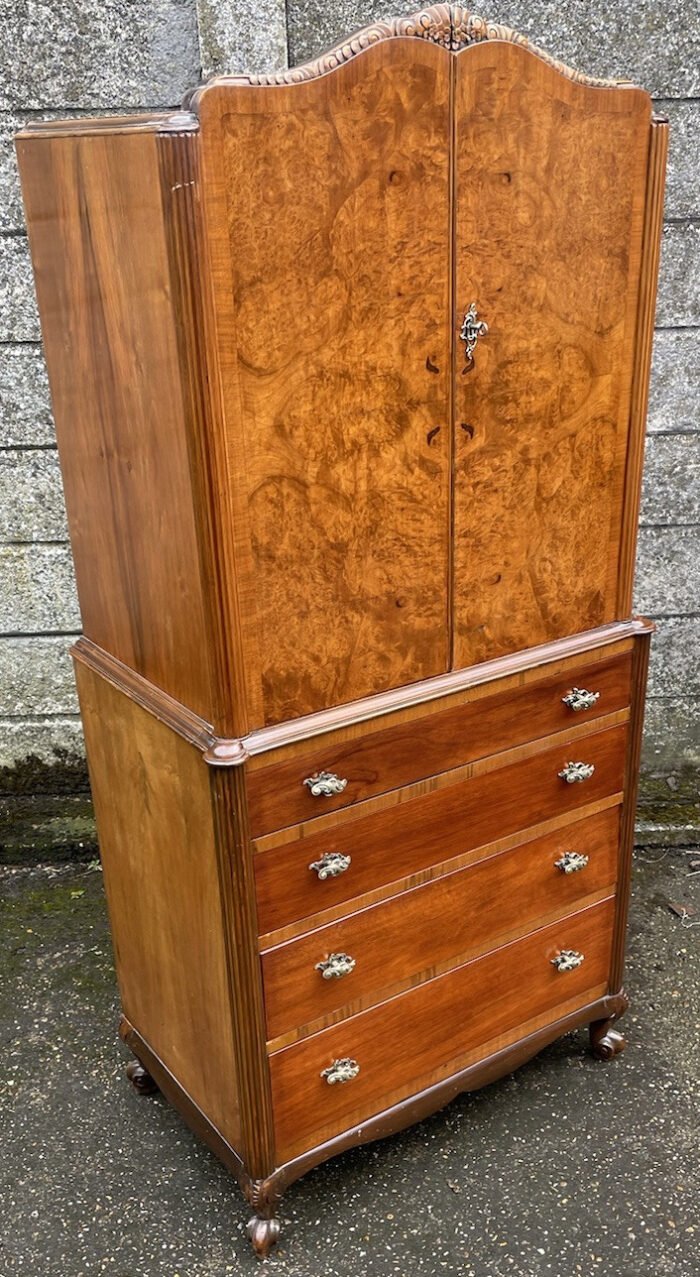 Walnut Art Deco Tallboy Cabinet - Image 5
