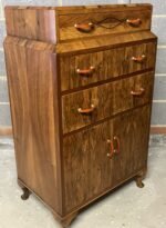 Superb Art Deco Walnut Tallboy Cabinet