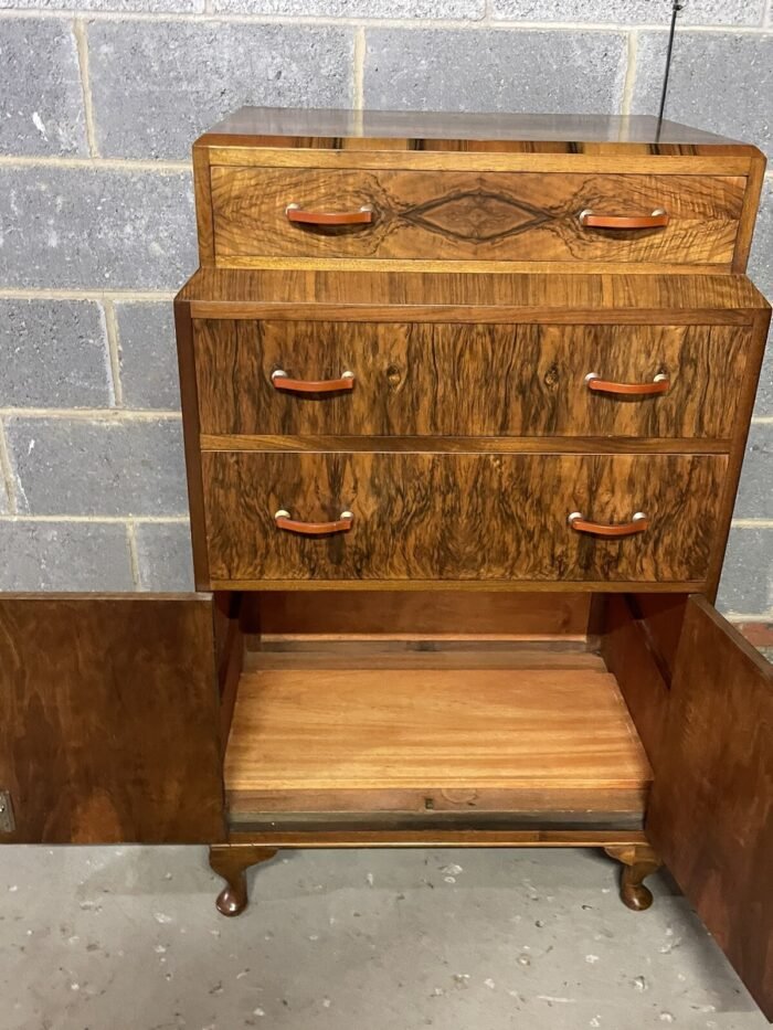 Superb Art Deco Walnut Tallboy Cabinet - Image 4
