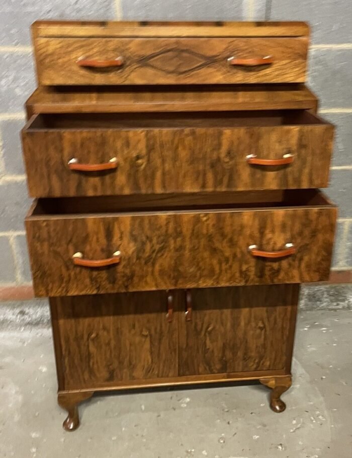 Superb Art Deco Walnut Tallboy Cabinet - Image 5