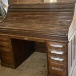 Rare Victorian Arts & Crafts Cutler Oak Roll Top Desk